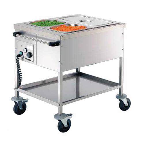 Bain marie 2 bacs sur chariot 0.69 x 0.54 cms 2.4 kw 220 v